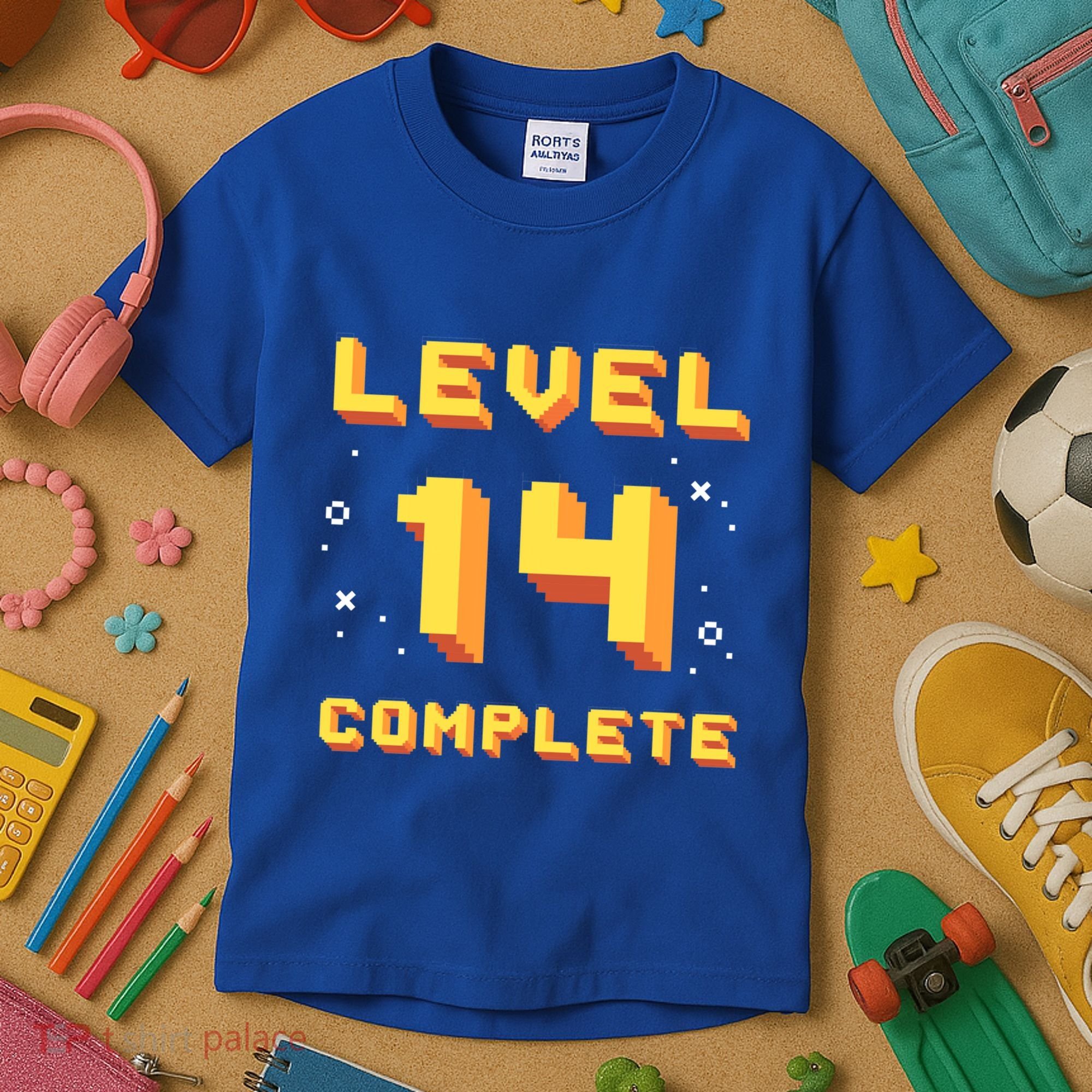Born In 2007 Level 14 Complete 14th Birthday Retro Gaming Gift Kids T-Shirt