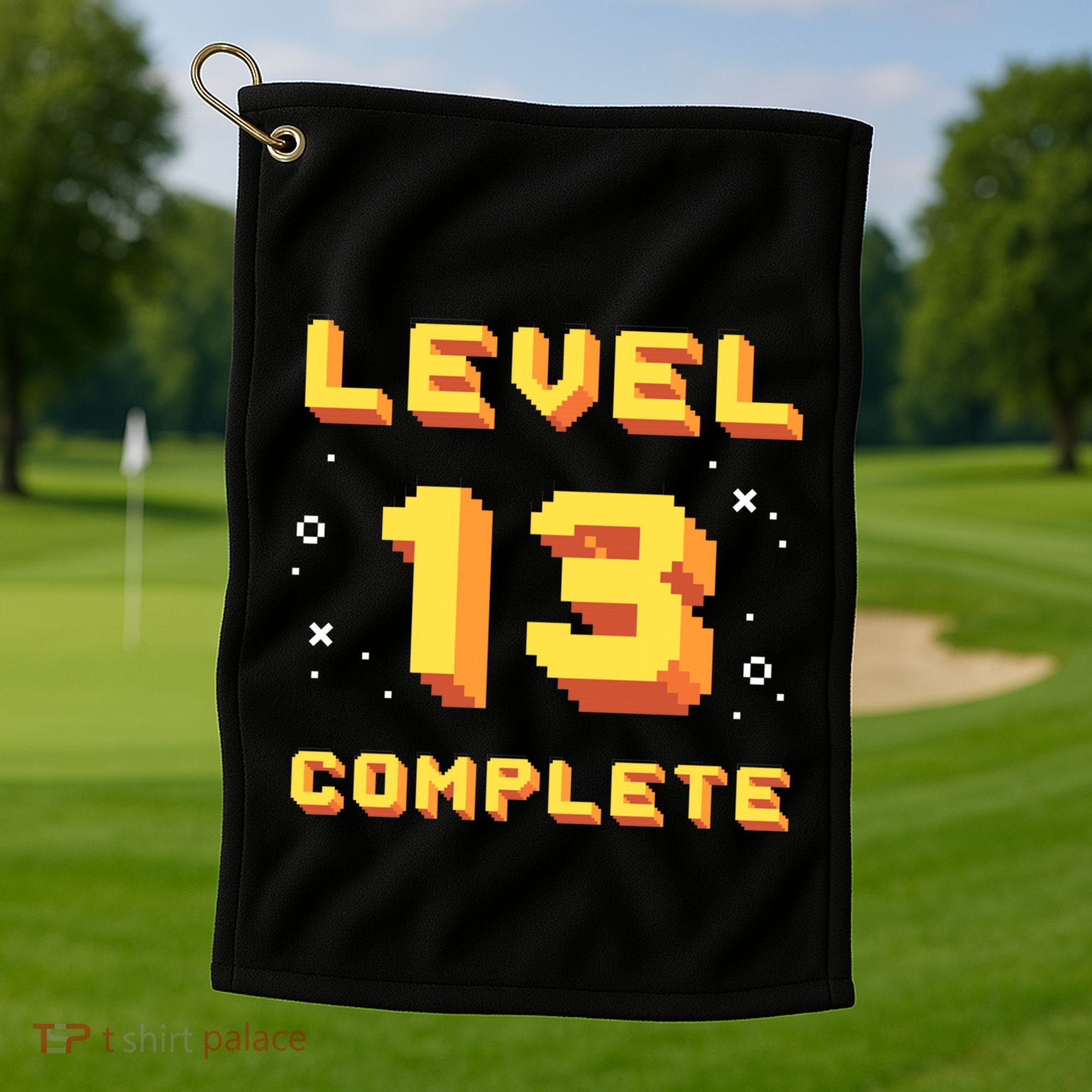 Born In 2008 Level 13 Complete 13th Birthday Retro Gaming Cute Gift Golf Towel
