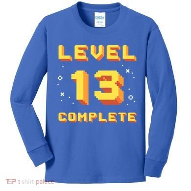 Born In 2008 Level 13 Complete 13th Birthday Retro Gaming Cute Gift Kids Long Sleeve Shirt