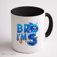 Bro I’M 5 Birthday Boy Matching Hedgehog Party Coffee Mug thumb 1