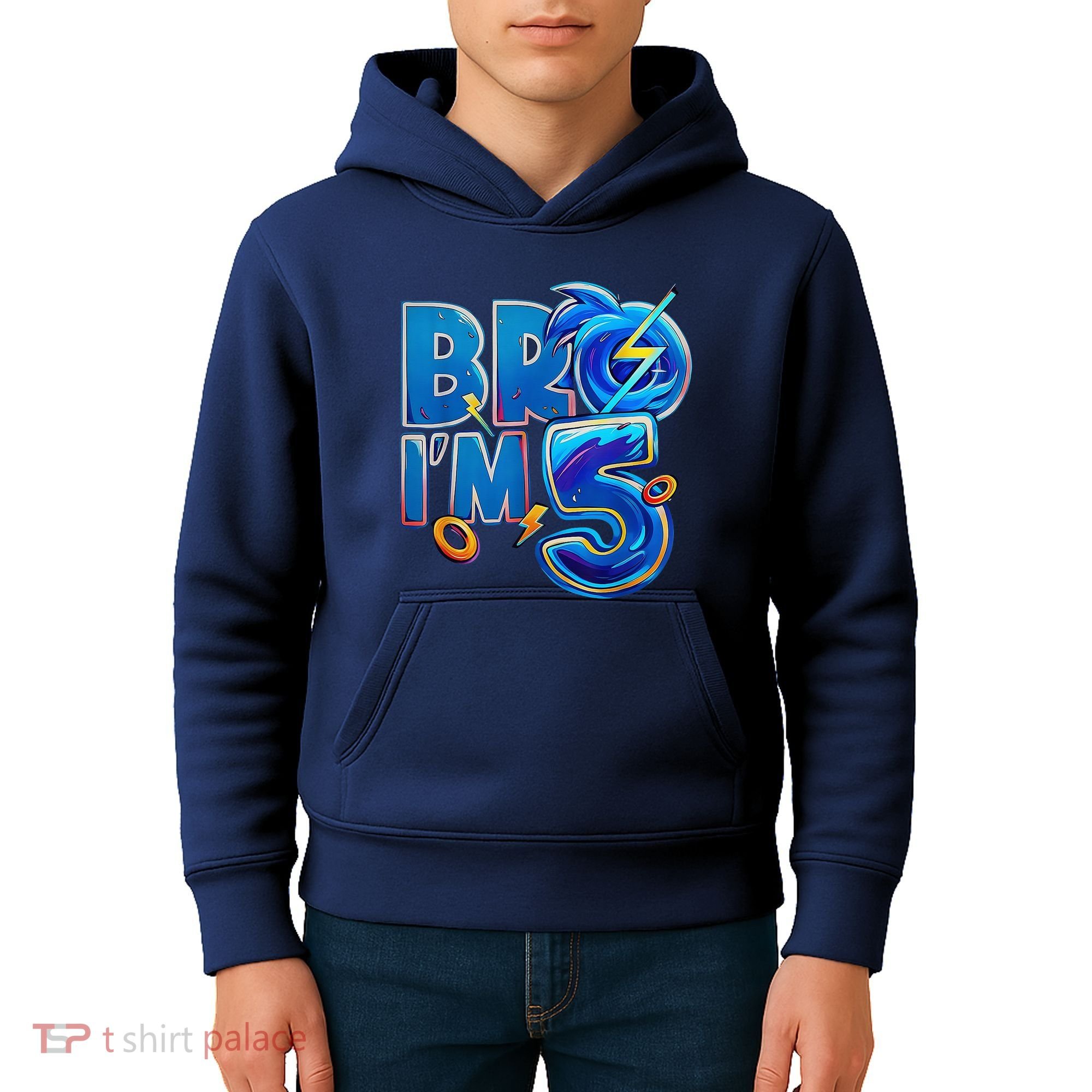 Bro I’M 5 Birthday Boy Matching Hedgehog Party Kids Hoodie
