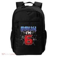 Bruh Im 6 Year Old Birthday Spider Web Boy 6th Birthday Backpack thumb 0