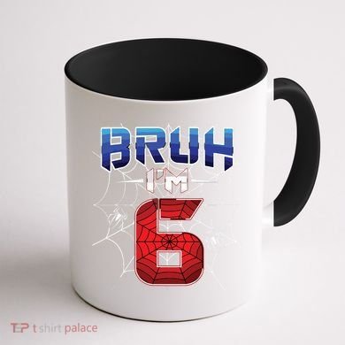 Bruh Im 6 Year Old Birthday Spider Web Boy 6th Birthday Coffee Mug back