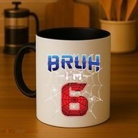 Bruh Im 6 Year Old Birthday Spider Web Boy 6th Birthday Coffee Mug thumb 4