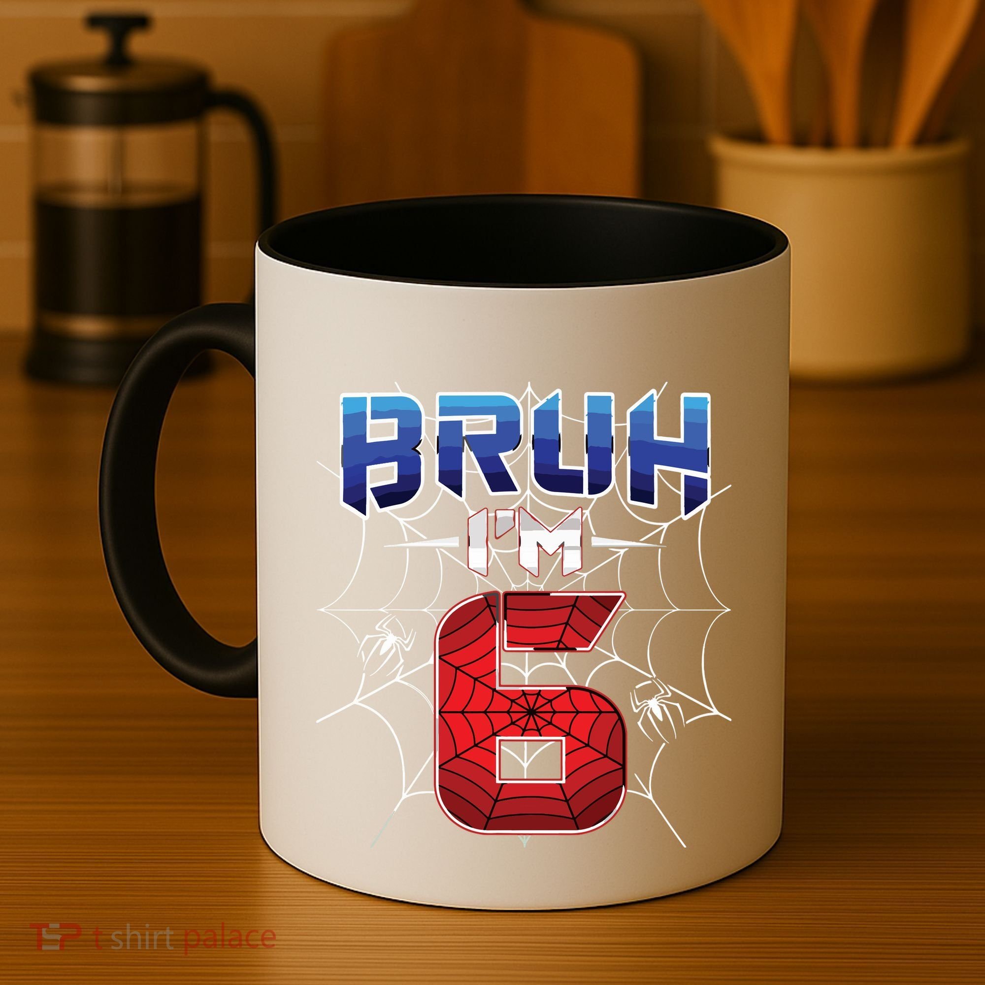 Bruh Im 6 Year Old Birthday Spider Web Boy 6th Birthday Coffee Mug