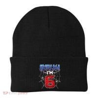 Bruh Im 6 Year Old Birthday Spider Web Boy 6th Birthday Beanie thumb 0