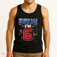 Bruh Im 6 Year Old Birthday Spider Web Boy 6th Birthday Tank Top thumb 3