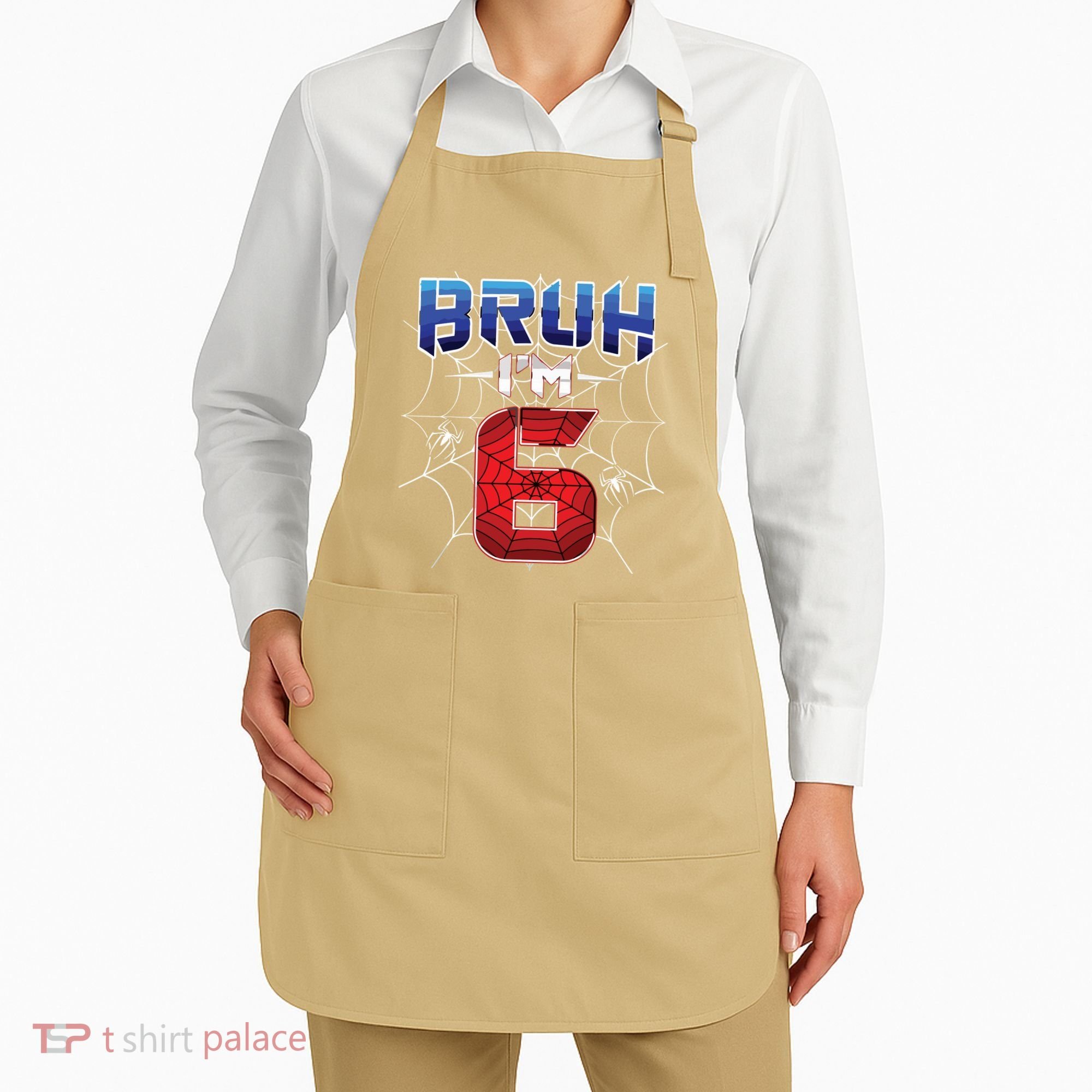 Bruh Im 6 Year Old Birthday Spider Web Boy 6th Birthday Apron