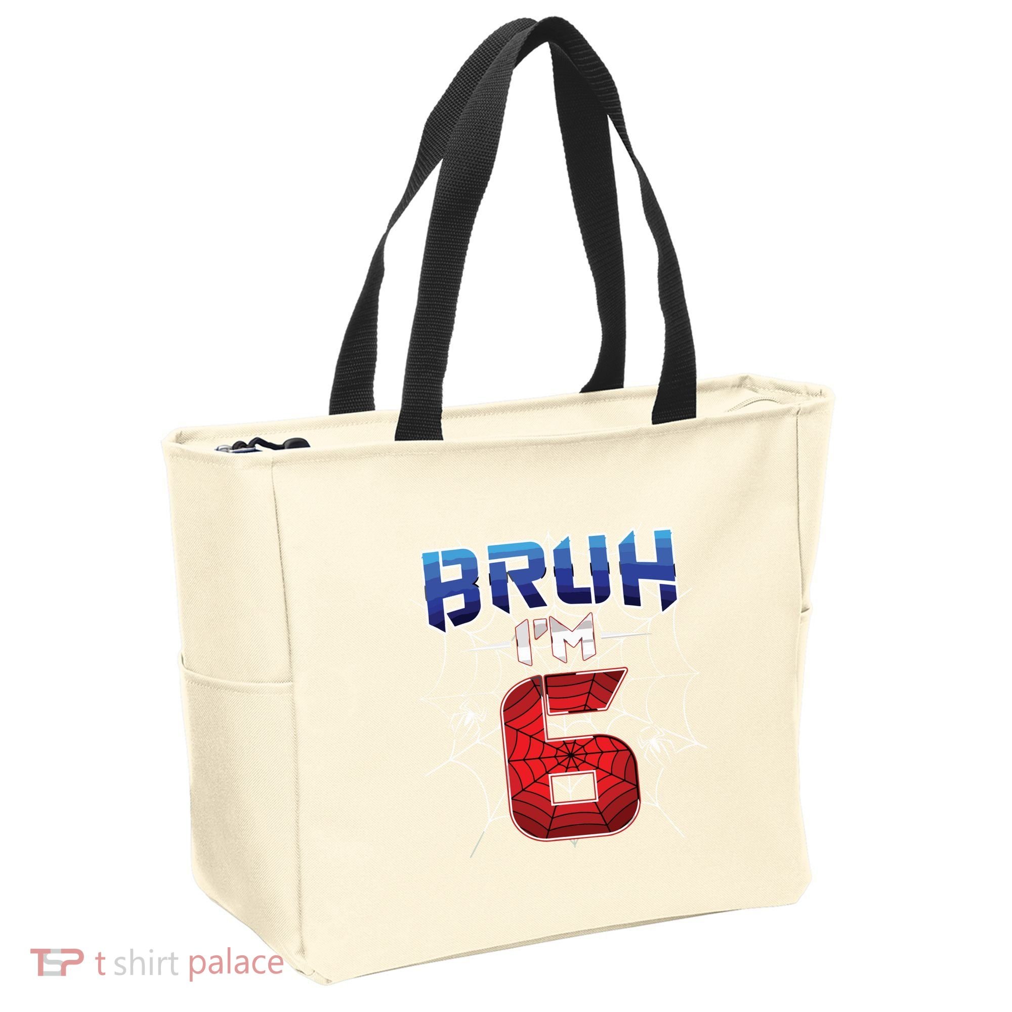 Bruh Im 6 Year Old Birthday Spider Web Boy 6th Birthday Tote Bag