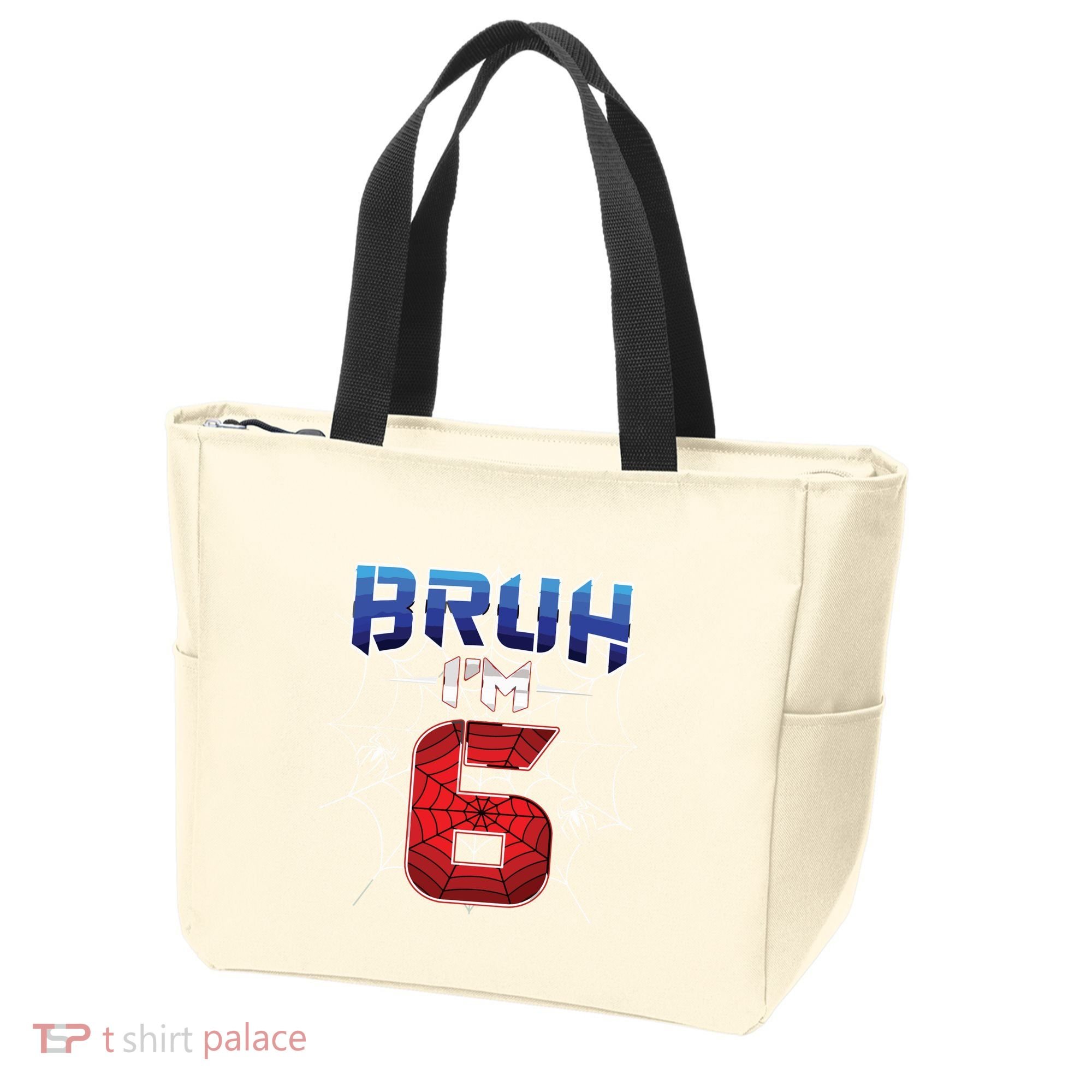 Bruh Im 6 Year Old Birthday Spider Web Boy 6th Birthday Tote Bag