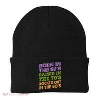 Born In 60S Raised In 70S Rocked Out 80S Music Generation Beanie thumb 0