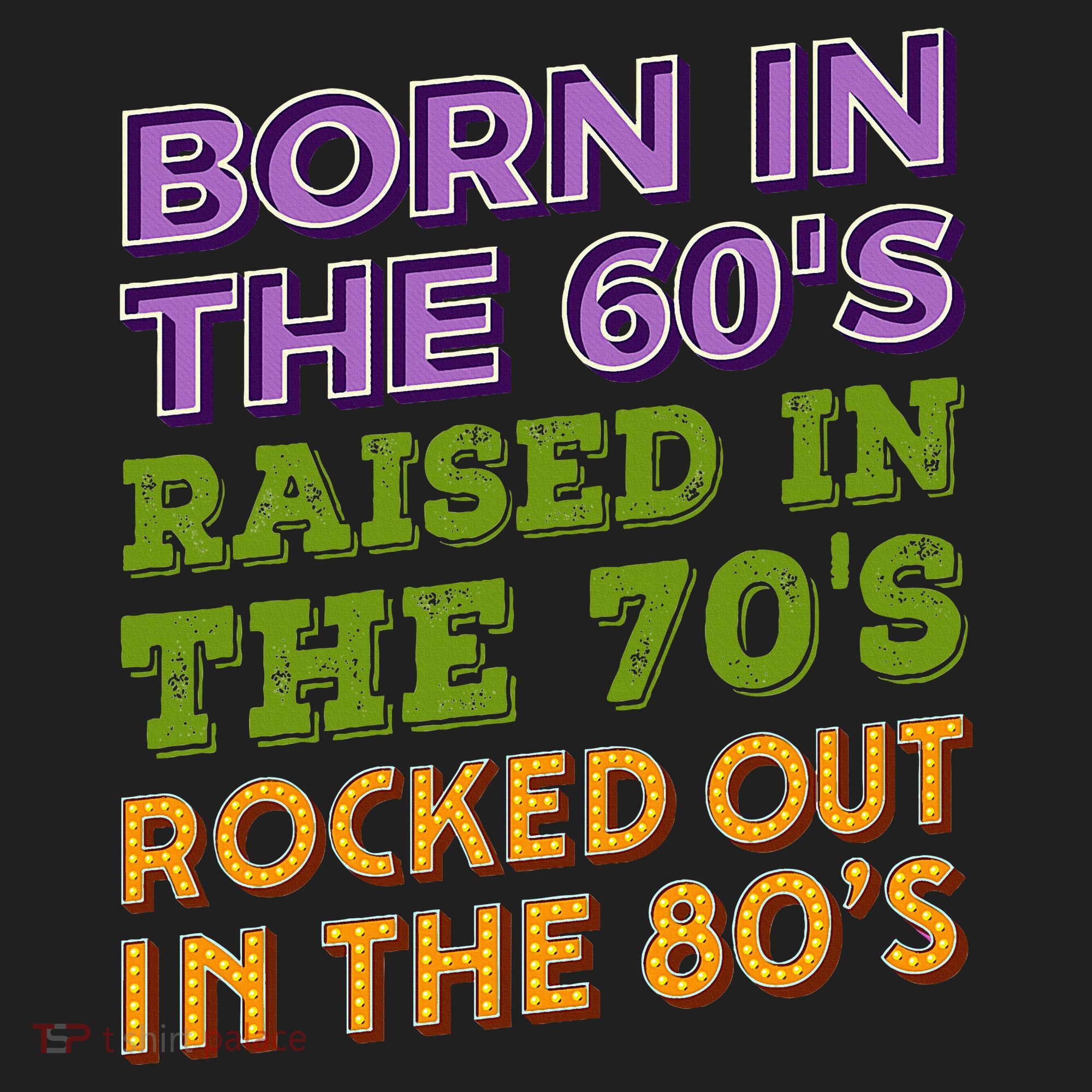 Born In 60S Raised In 70S Rocked Out 80S Music Generation Golf Towel