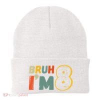 Bruh Im 8 Funny 8th Birthday Party Gift Beanie thumb 0