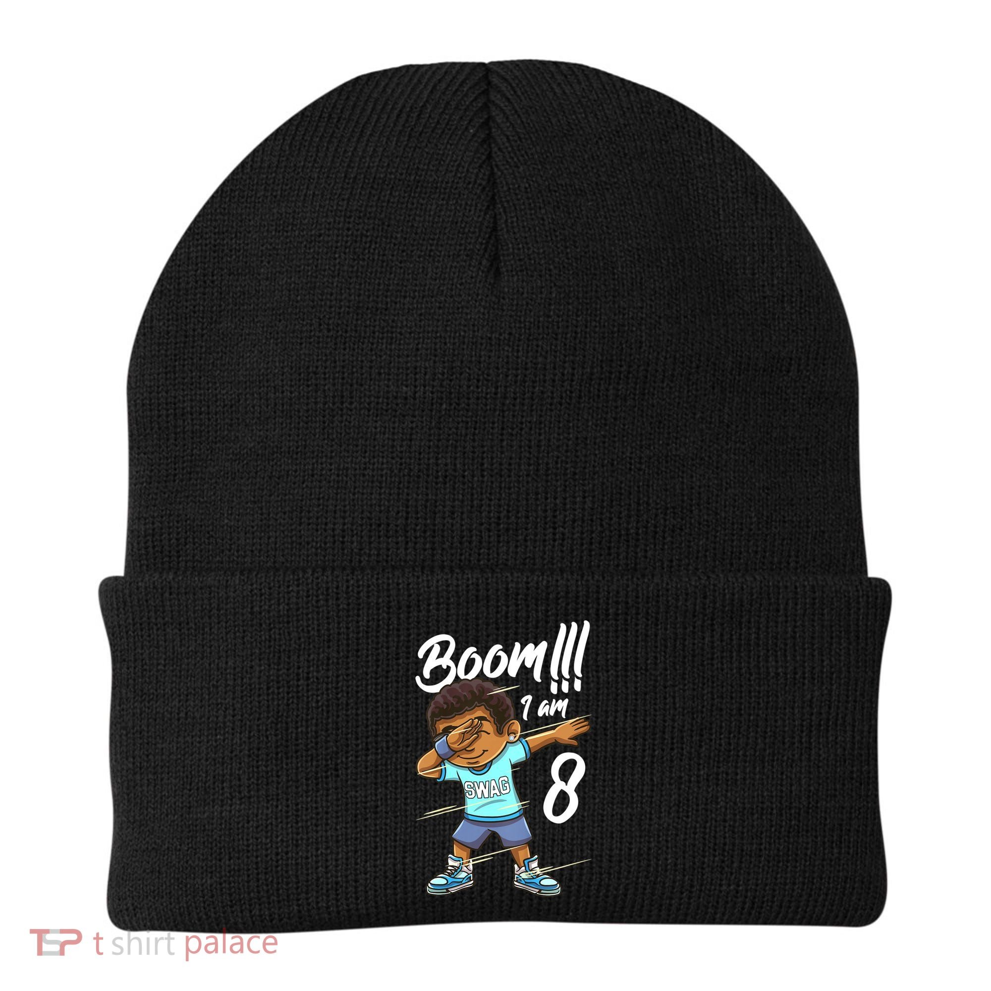Boom Im 8 Year Old Black Boy Dabbing Birthday Party 8th Bday Beanie