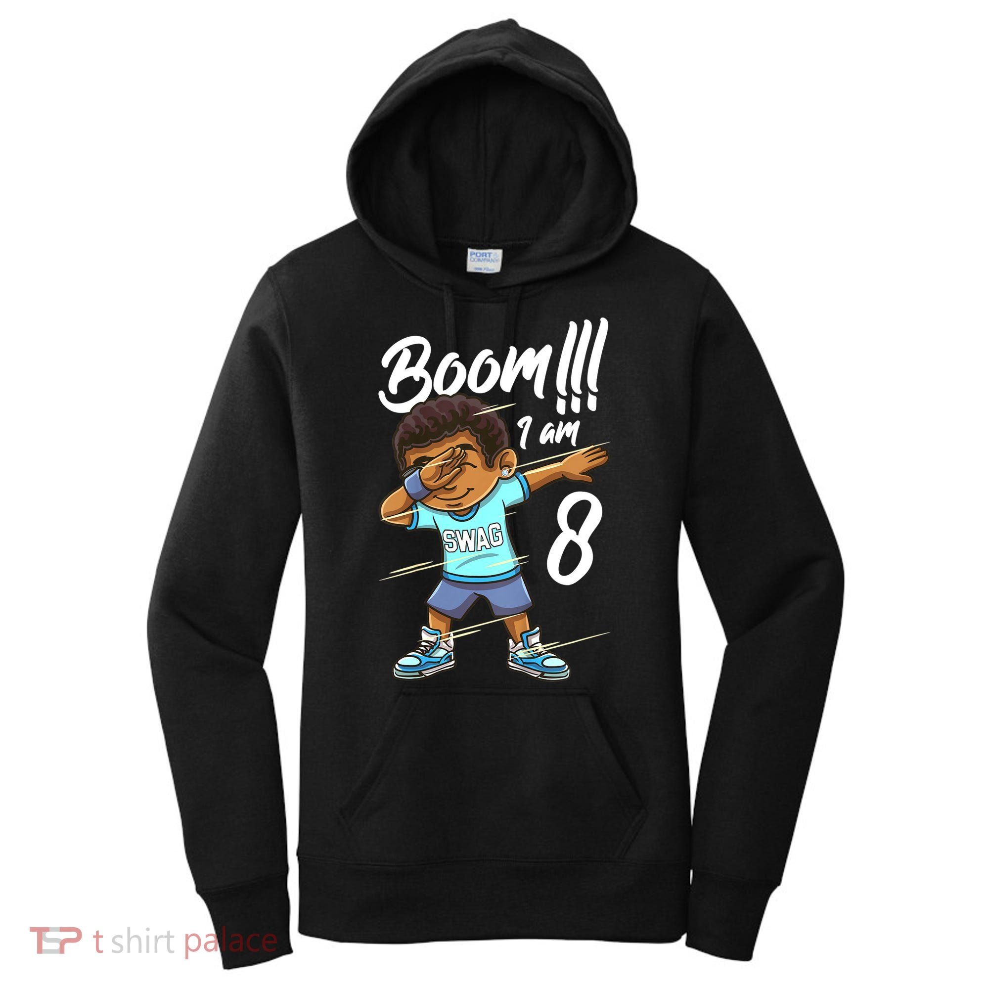 Boom Im 8 Year Old Black Boy Dabbing Birthday Party 8th Bday Women's Hoodie