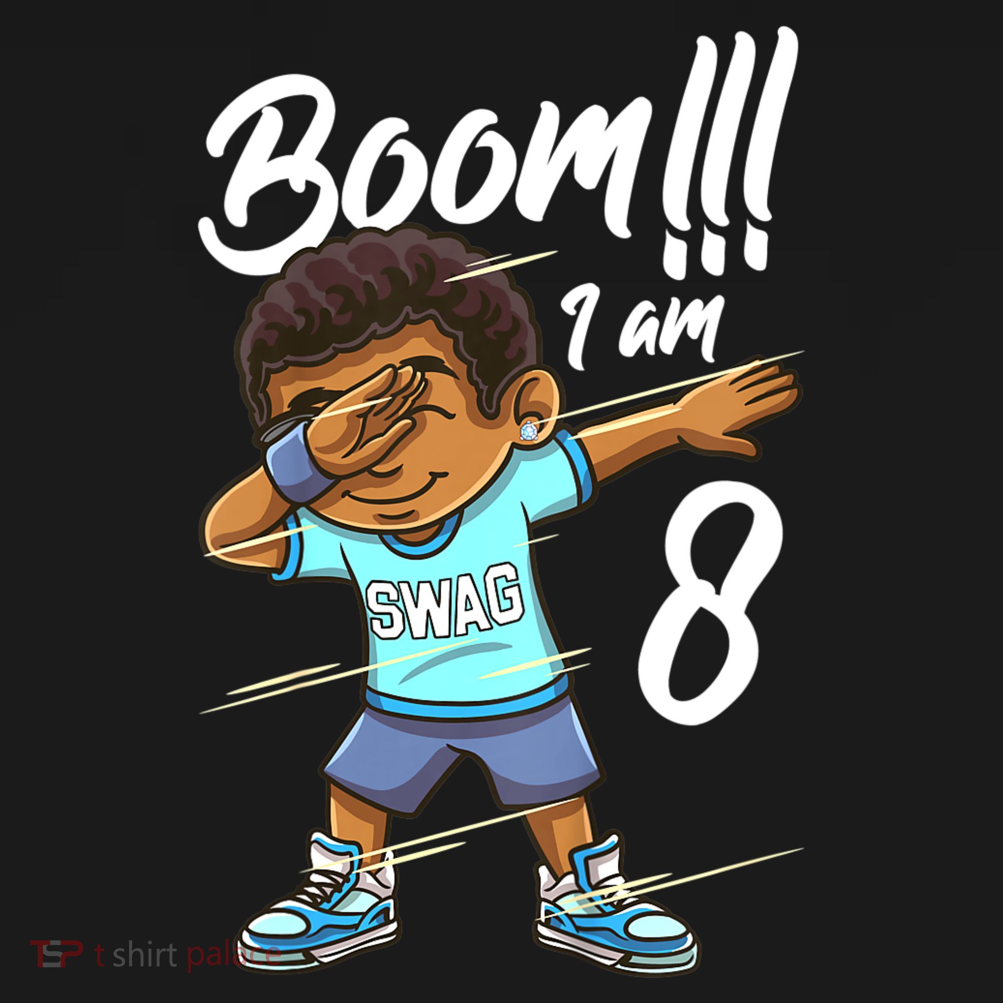 Boom Im 8 Year Old Black Boy Dabbing Birthday Party 8th Bday Women's Hoodie