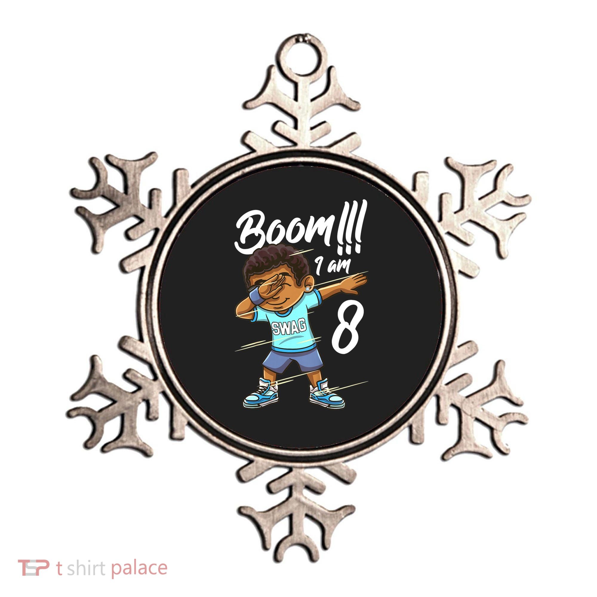 Boom Im 8 Year Old Black Boy Dabbing Birthday Party 8th Bday Ornament