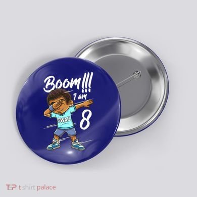 Boom Im 8 Year Old Black Boy Dabbing Birthday Party 8th Bday Button