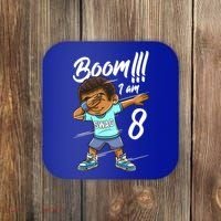 Boom Im 8 Year Old Black Boy Dabbing Birthday Party 8th Bday Coaster thumb 0