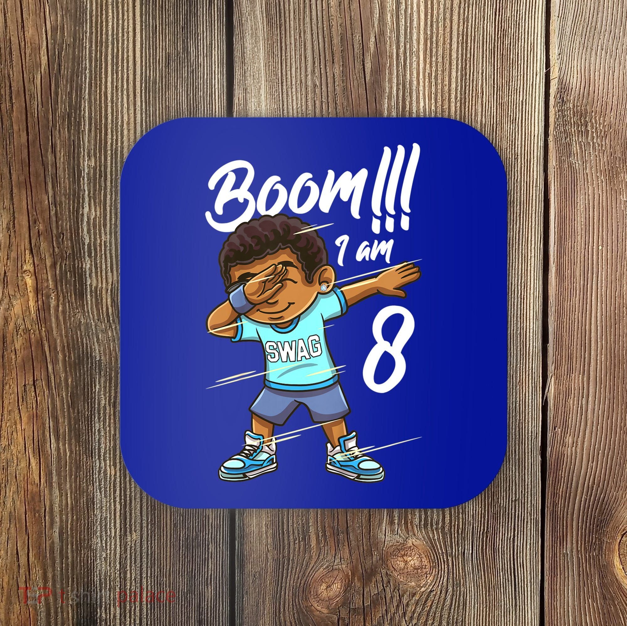 Boom Im 8 Year Old Black Boy Dabbing Birthday Party 8th Bday Coaster