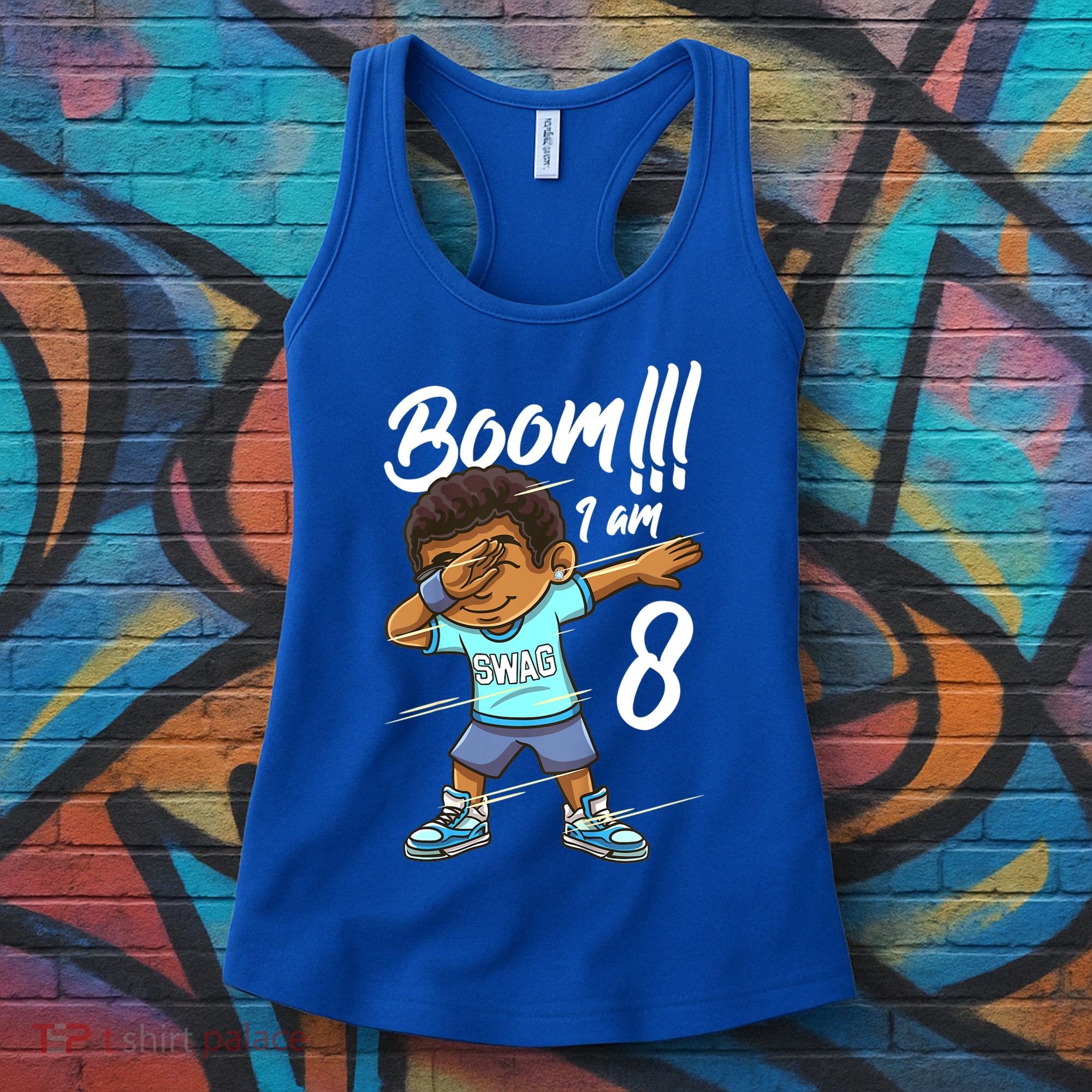 Boom Im 8 Year Old Black Boy Dabbing Birthday Party 8th Bday Women's Tank Top