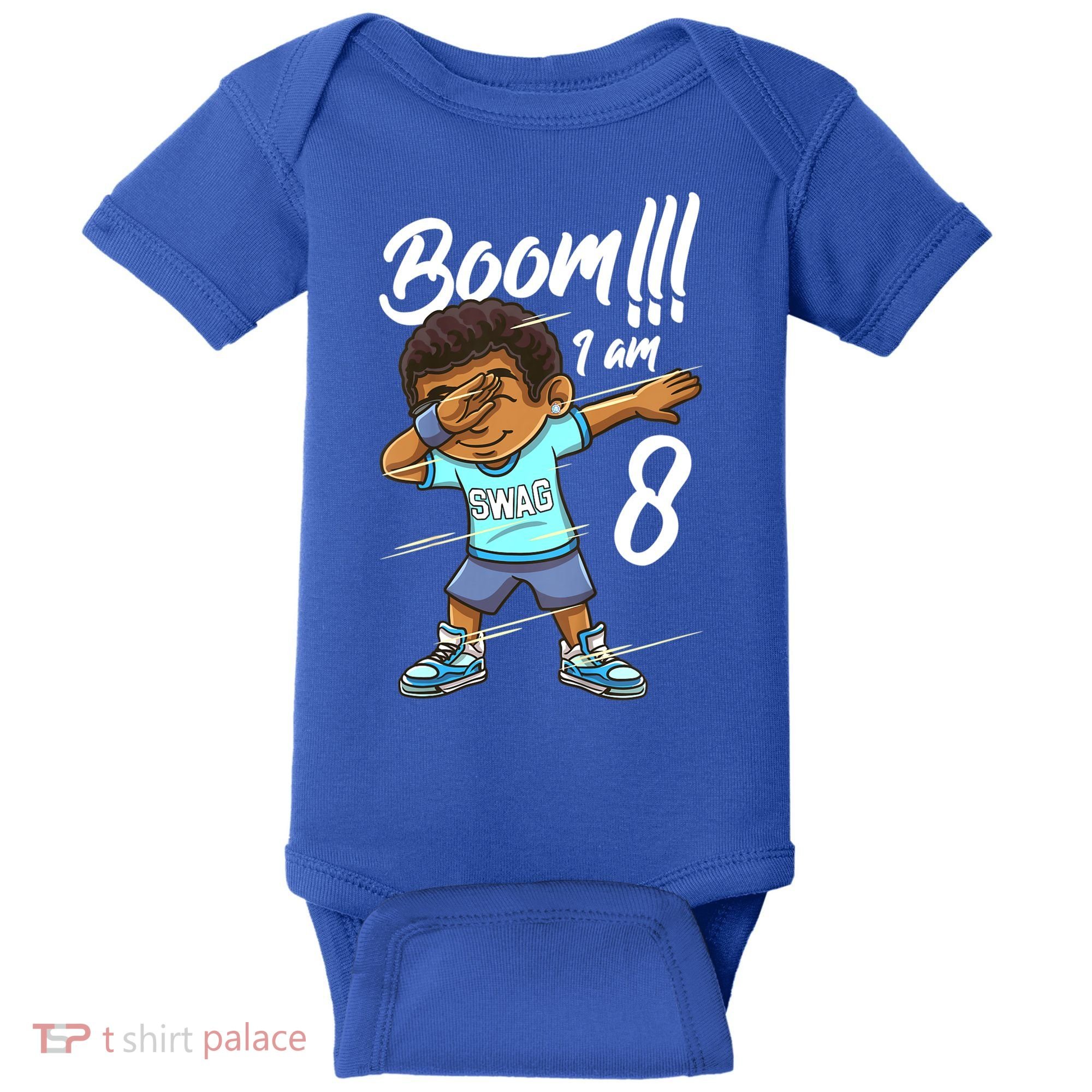 Boom Im 8 Year Old Black Boy Dabbing Birthday Party 8th Bday Baby Bodysuit