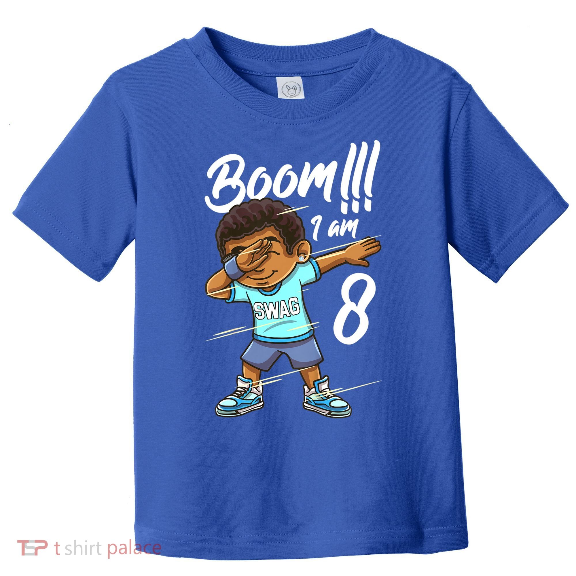 Boom Im 8 Year Old Black Boy Dabbing Birthday Party 8th Bday Toddler T-Shirt