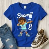 Boom Im 8 Year Old Black Boy Dabbing Birthday Party 8th Bday Women's T-Shirt thumb 3