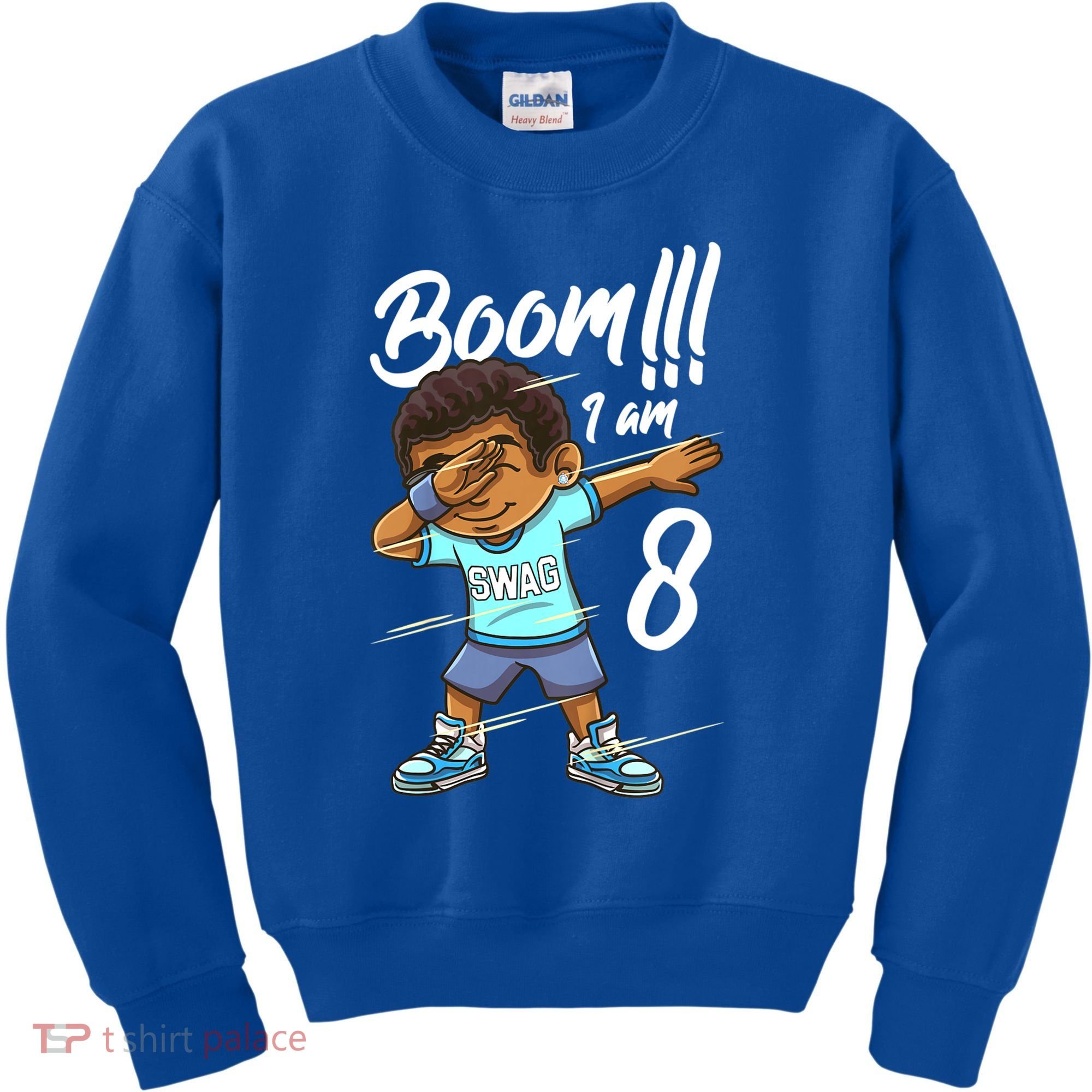 Boom Im 8 Year Old Black Boy Dabbing Birthday Party 8th Bday Kids Sweatshirt