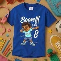 Boom Im 8 Year Old Black Boy Dabbing Birthday Party 8th Bday Kids T-Shirt thumb 3