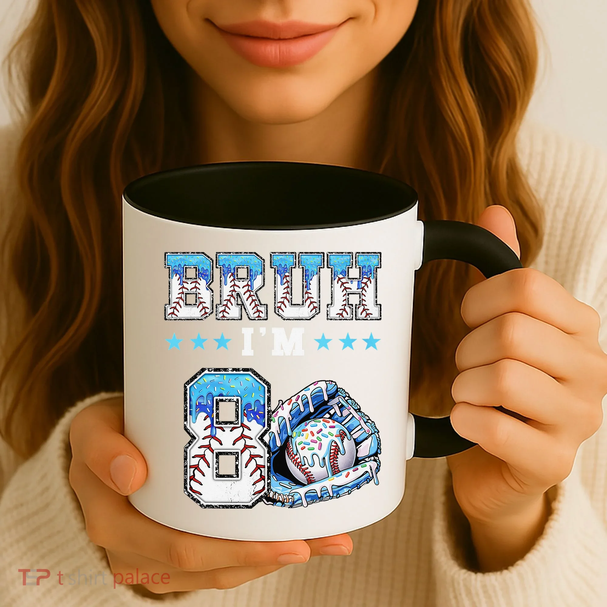 Bruh Im 8 Years Old 8th Birthday Baseball Drip Coffee Mug