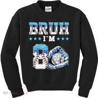 Bruh Im 8 Years Old 8th Birthday Baseball Drip Kids Sweatshirt thumb 0