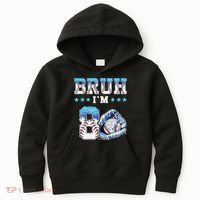 Bruh Im 8 Years Old 8th Birthday Baseball Drip Kids Hoodie thumb 0