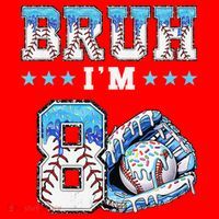 Bruh Im 8 Years Old 8th Birthday Baseball Drip Santa Hat thumb 1