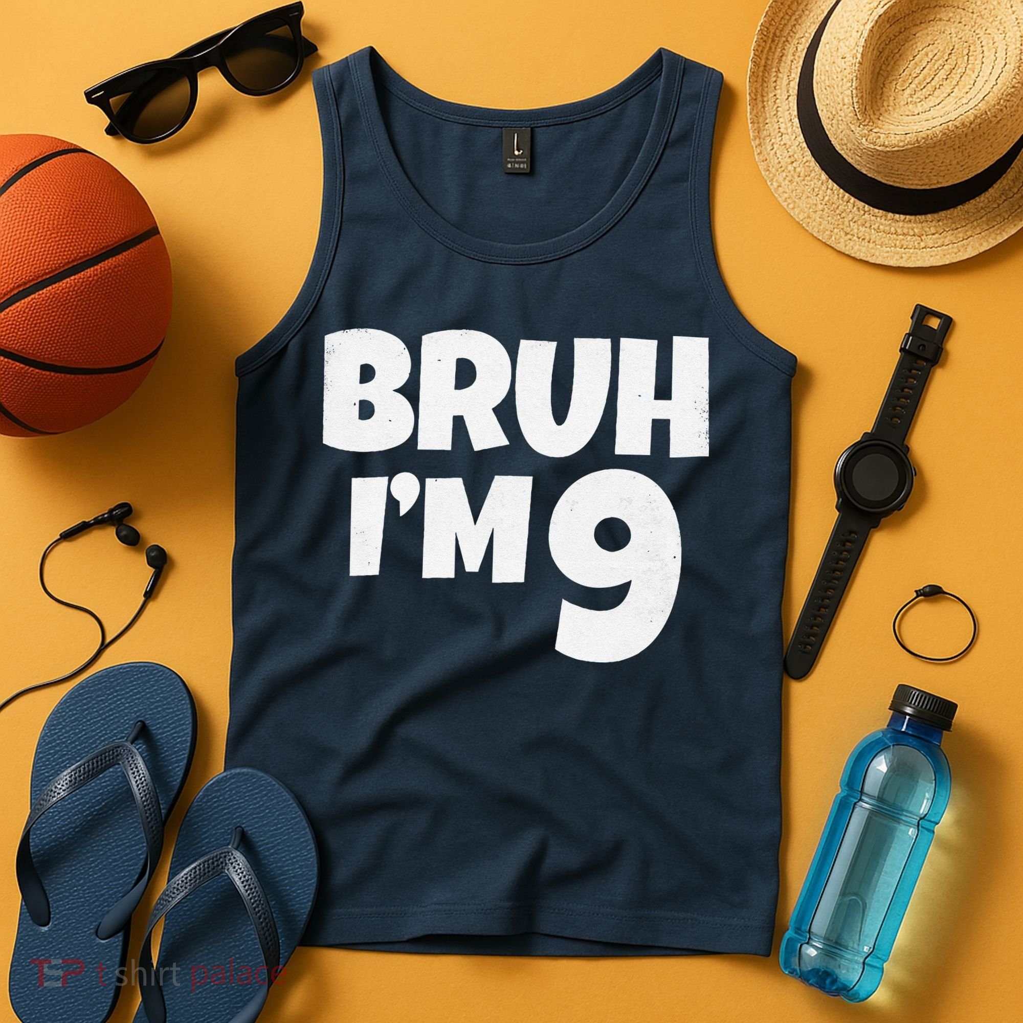 Bruh IM 9 Year Old Gifts 9th Birthday Boy Nine Funny Tank Top