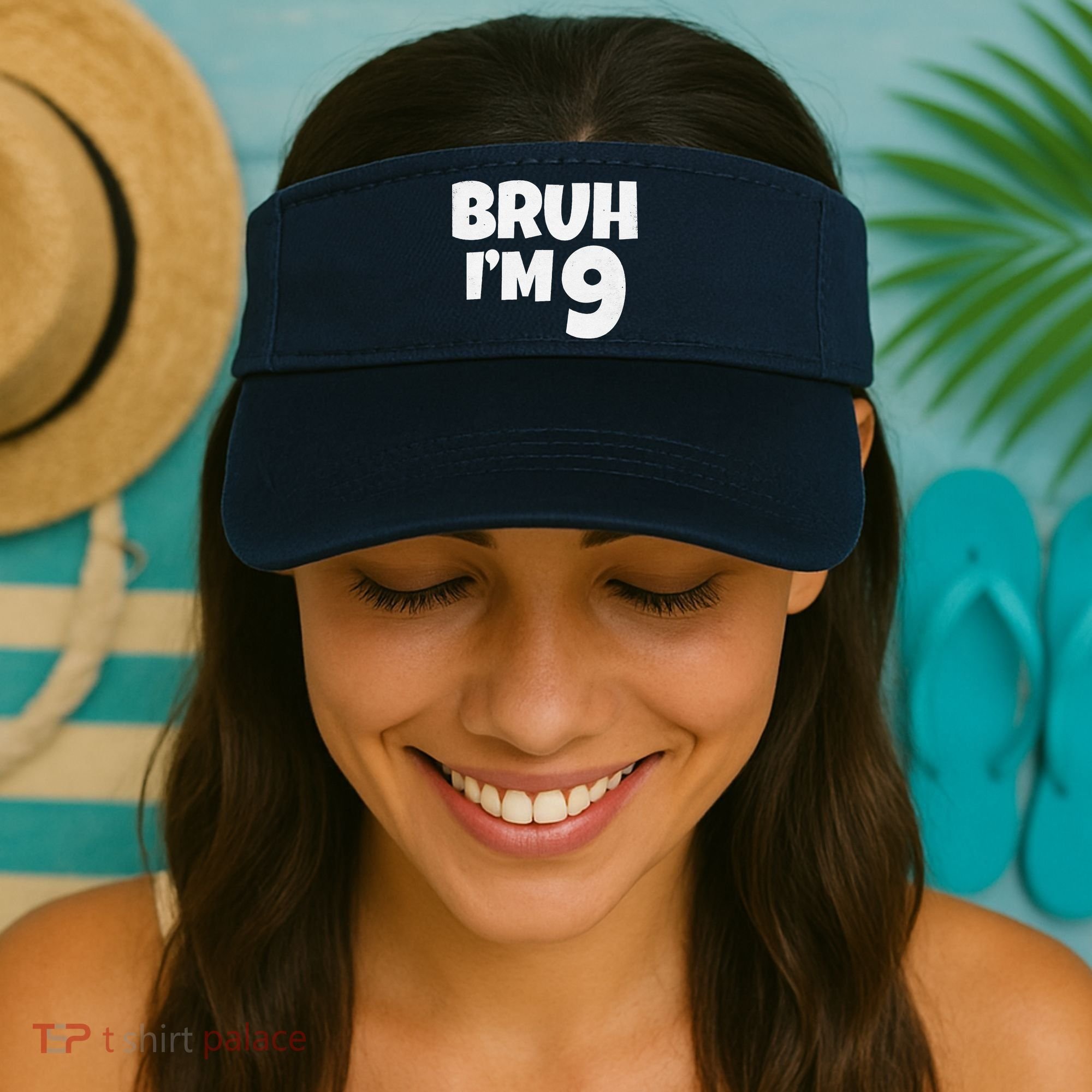 Bruh IM 9 Year Old Gifts 9th Birthday Boy Nine Funny Visor