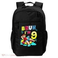 Bruh Im 9 Funny 9th Birthday Pool Party Beach Cool Backpack thumb 0