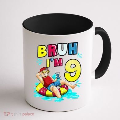 Bruh Im 9 Funny 9th Birthday Pool Party Beach Cool Coffee Mug back