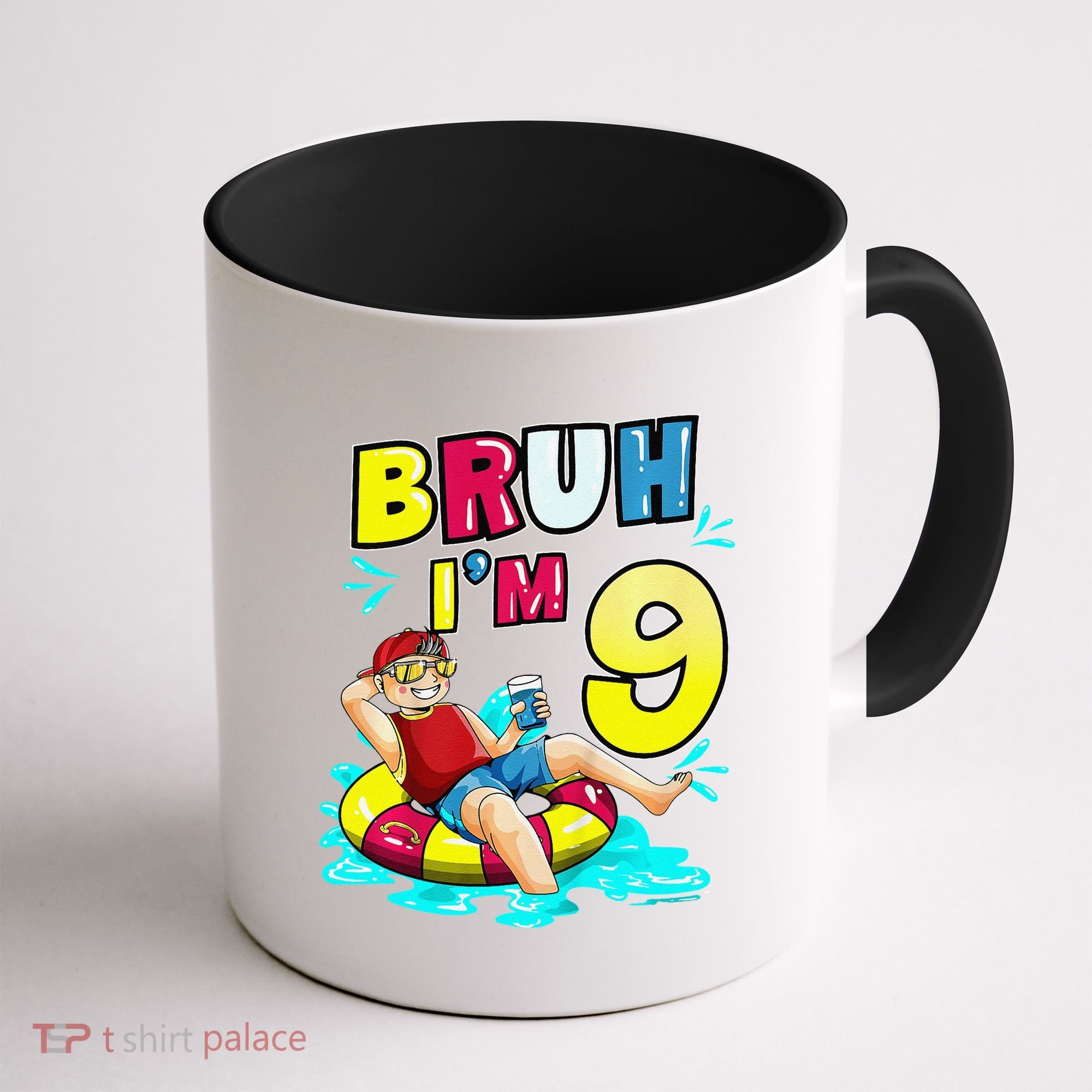 Bruh Im 9 Funny 9th Birthday Pool Party Beach Cool Coffee Mug