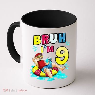 Bruh Im 9 Funny 9th Birthday Pool Party Beach Cool Coffee Mug