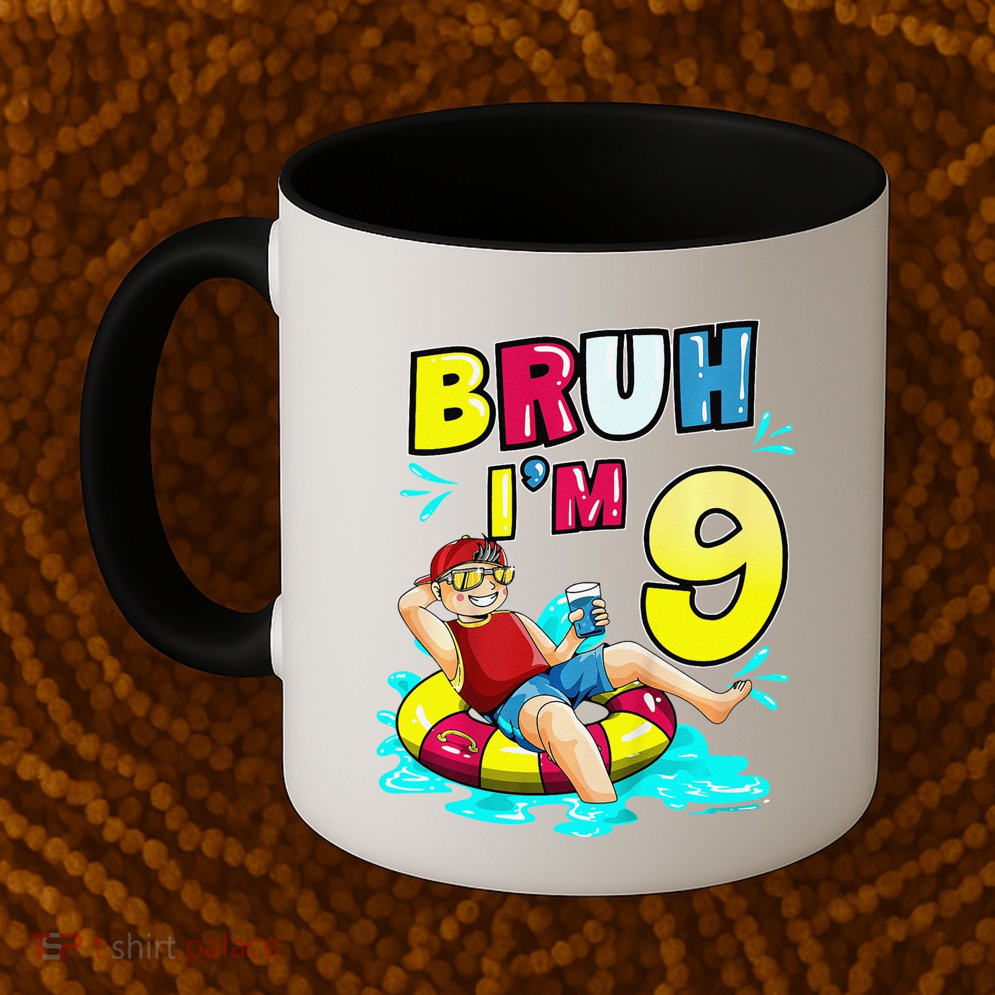 Bruh Im 9 Funny 9th Birthday Pool Party Beach Cool Coffee Mug