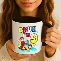 Bruh Im 9 Funny 9th Birthday Pool Party Beach Cool Coffee Mug thumb 3