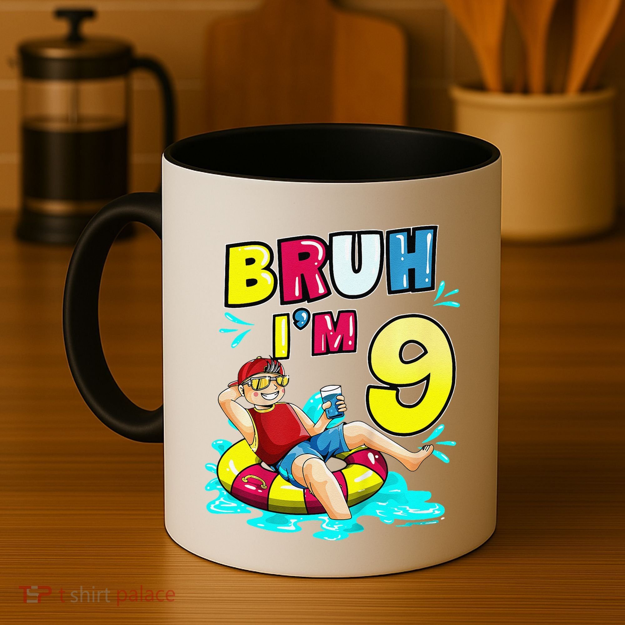 Bruh Im 9 Funny 9th Birthday Pool Party Beach Cool Coffee Mug