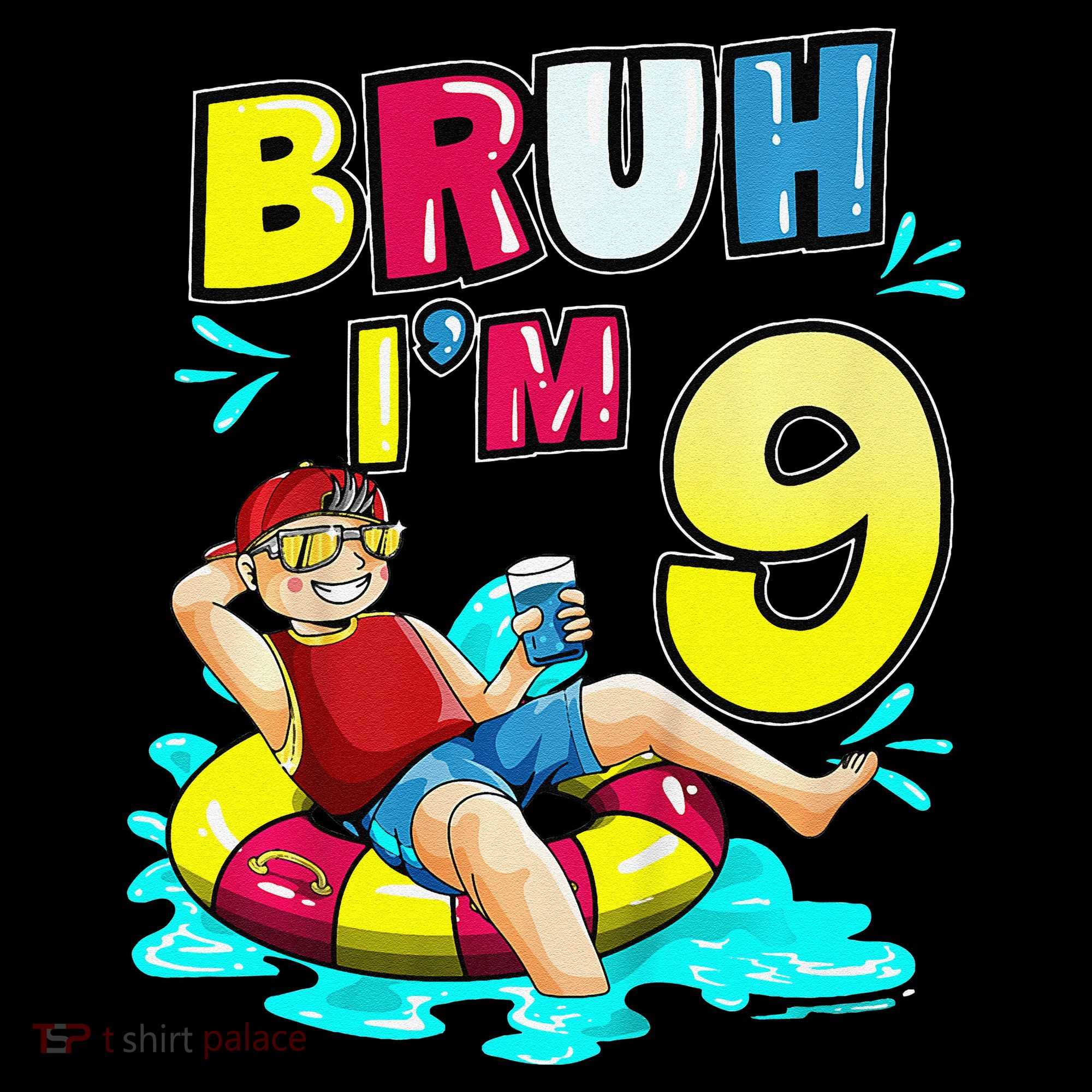 Bruh Im 9 Funny 9th Birthday Pool Party Beach Cool Coffee Mug