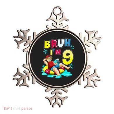 Bruh Im 9 Funny 9th Birthday Pool Party Beach Cool Ornament