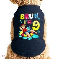 Bruh Im 9 Funny 9th Birthday Pool Party Beach Cool Doggie Tank thumb 0