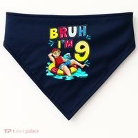 Bruh Im 9 Funny 9th Birthday Pool Party Beach Cool USA-Made Doggie Bandana thumb 0