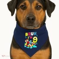 Bruh Im 9 Funny 9th Birthday Pool Party Beach Cool USA-Made Doggie Bandana thumb 1
