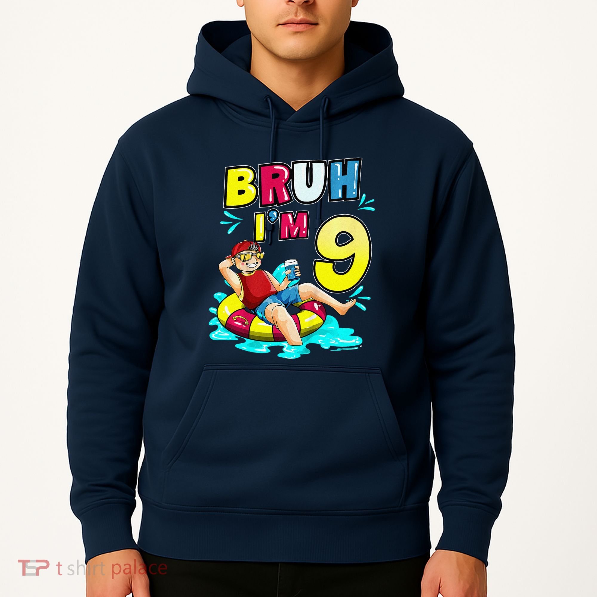 Bruh Im 9 Funny 9th Birthday Pool Party Beach Cool Hoodie