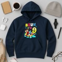 Bruh Im 9 Funny 9th Birthday Pool Party Beach Cool Hoodie thumb 3